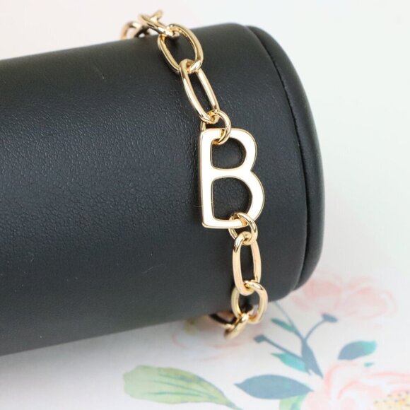 "Rose Gold Chain Bracelet with 'B' Initial Charm for Women, XPBL1129 - Picture 9 of 12